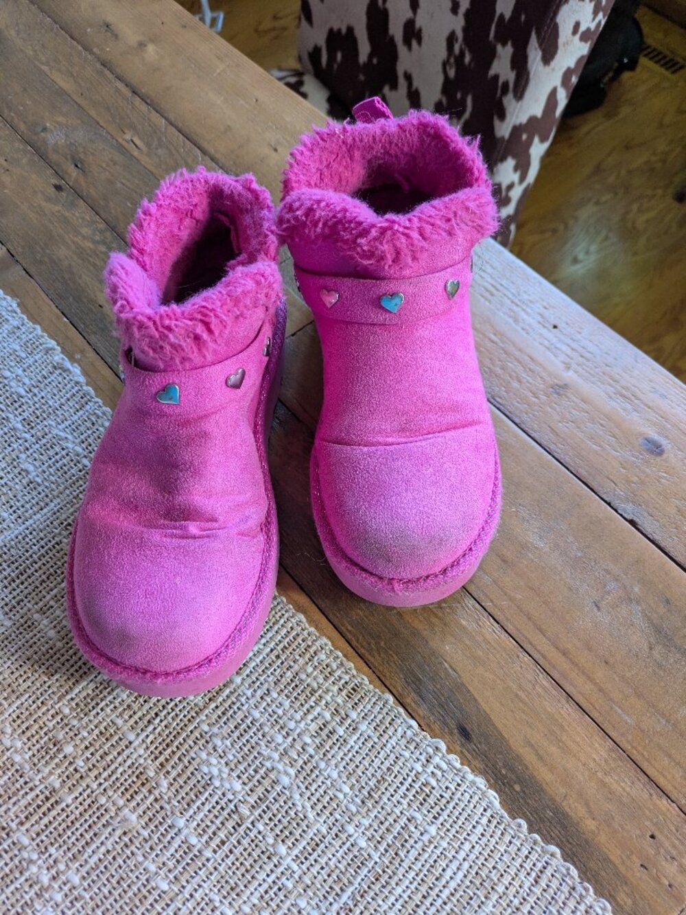 Skechers girls glam slam mount cozy pink boots size 13 #785